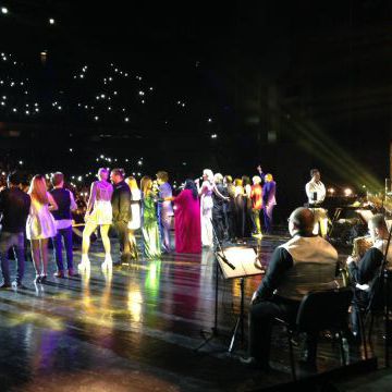 Performance at the Crocus City Hall in Moscow, big concert of the show “Voice” in Russia