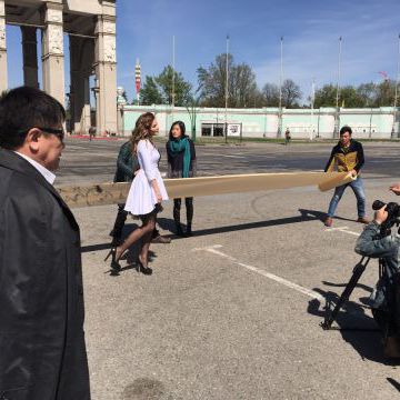 Shooting a video for the song “Love in Moscow” 