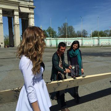 Shooting a video for the song “Love in Moscow” 